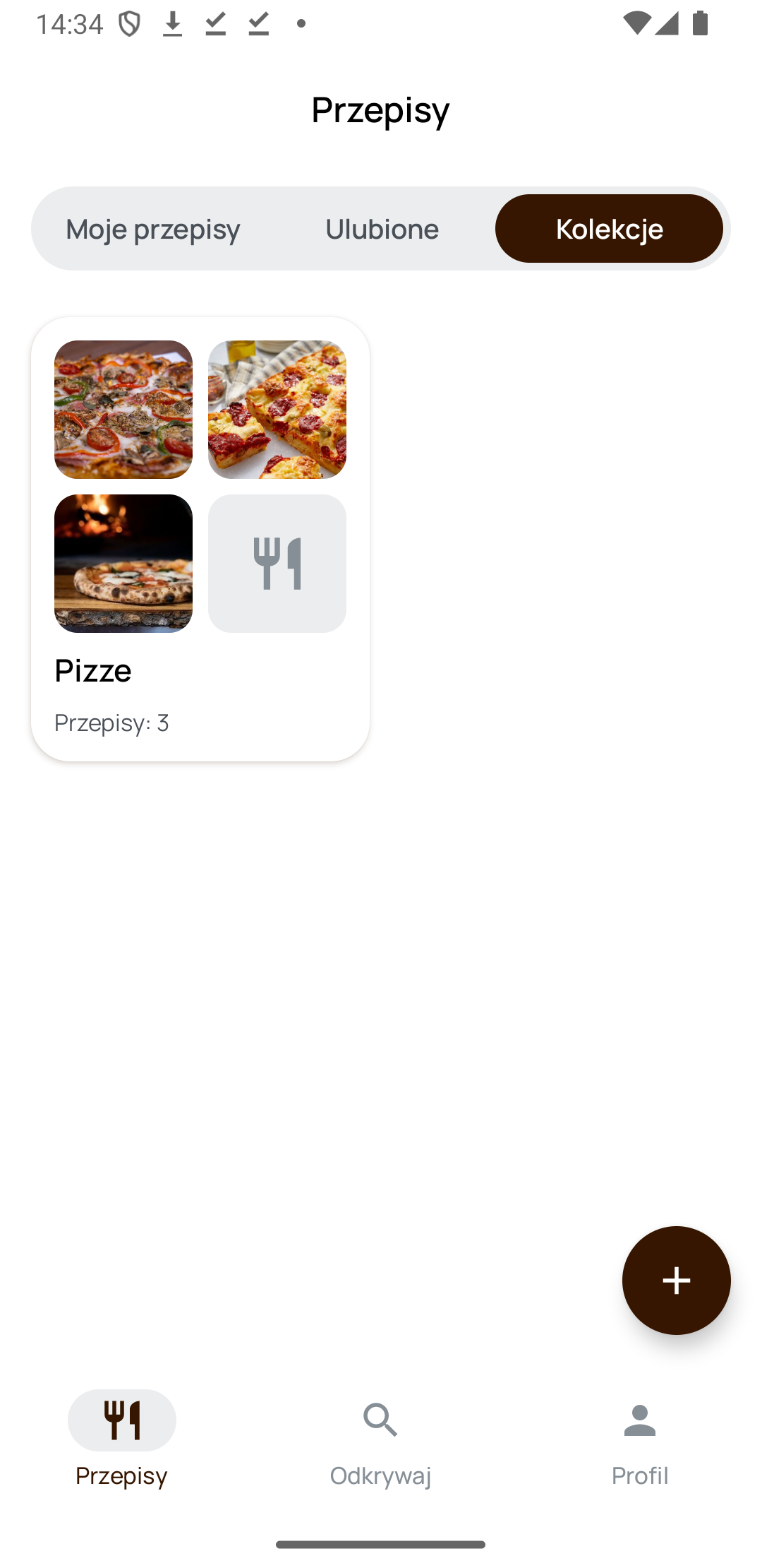 Ekran Kolekcje z kolekcją Pizze